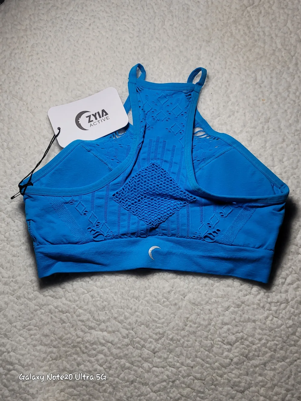 Zyia Active NWT Bright Cyan Amazing Seamless Sports Bra High Neck Blue Size S